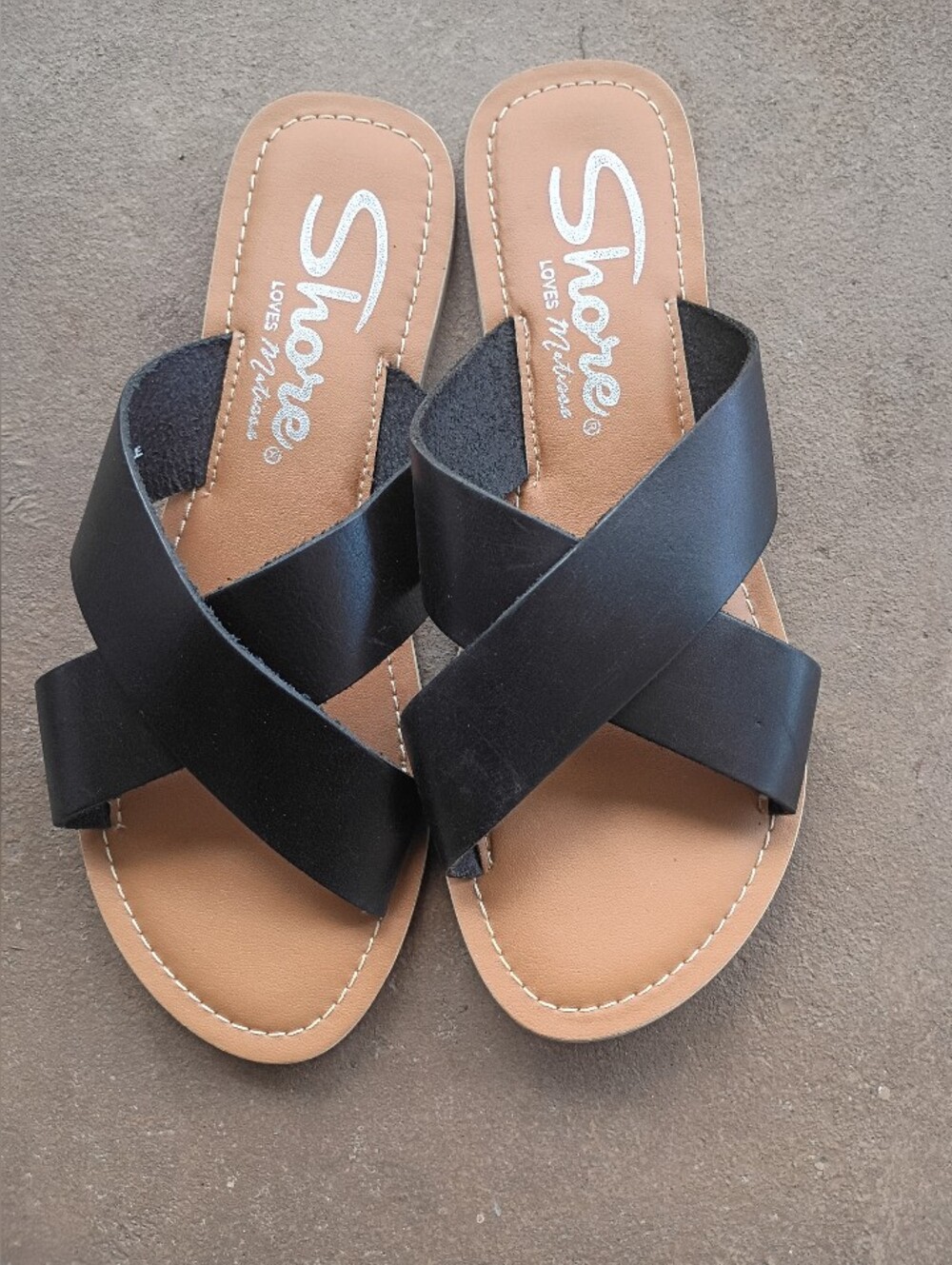 Black Crisscross Slide Sandals for Women